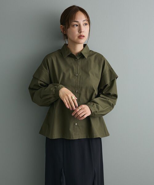 CRAFT STANDARD BOUTIQUE(クラフトスタンダードブティック)の「パネルデザインワイドシャツ(シャツ/ブラウス・レディース・ライトグレー/カーキ/サックスブルー・FREE)」の13枚目の写真