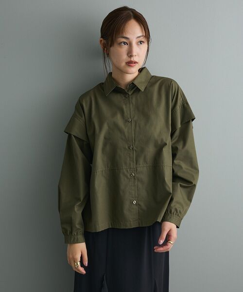 CRAFT STANDARD BOUTIQUE(クラフトスタンダードブティック)の「パネルデザインワイドシャツ(シャツ/ブラウス・レディース・ライトグレー/カーキ/サックスブルー・FREE)」の14枚目の写真