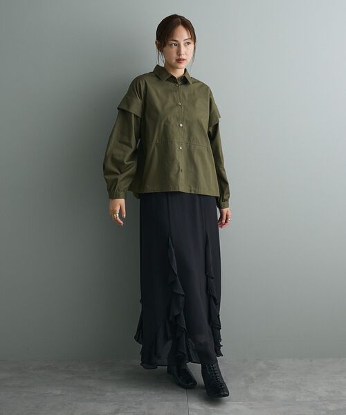 CRAFT STANDARD BOUTIQUE(クラフトスタンダードブティック)の「パネルデザインワイドシャツ(シャツ/ブラウス・レディース・ライトグレー/カーキ/サックスブルー・FREE)」の18枚目の写真
