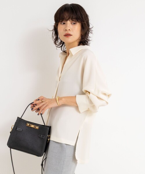 NOLLEY’S Sophi（ノーリーズソフィ）の「《morisachiシリーズとセットアップ対応》ウォッシャブルダブルサテンスキッパーブラウス（シャツ/ブラウス・レディース・キナリ/ネイビー/ブラウン・38）」の21枚目の写真