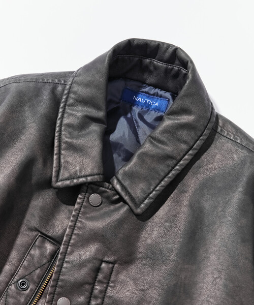 セール】NAUTICA/ノーティカ フェード レザレットジップブルゾン