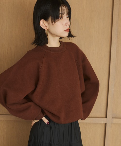 hunch（ハンチ）の「【WEB限定/別注】スウェットライク 無地ニット（ニット/セーター・レディース・ブラウン/アイボリー/ブラック・FREE）」の3枚目の写真