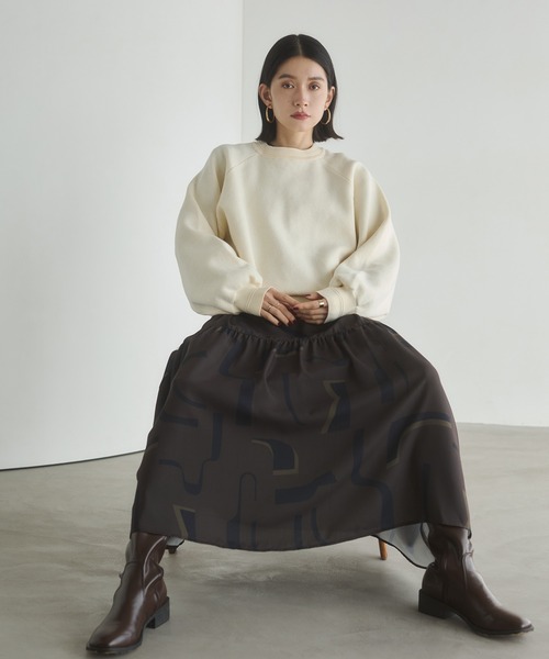 hunch（ハンチ）の「【WEB限定/別注】スウェットライク 無地ニット（ニット/セーター・レディース・ブラウン/アイボリー/ブラック・FREE）」の5枚目の写真