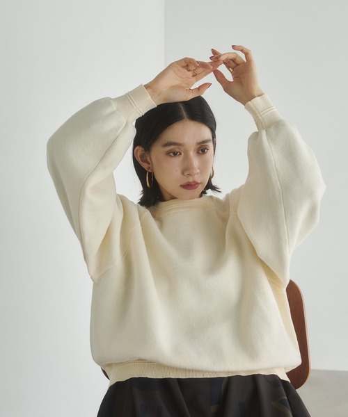 hunch（ハンチ）の「【WEB限定/別注】スウェットライク 無地ニット（ニット/セーター・レディース・ブラウン/アイボリー/ブラック・FREE）」の7枚目の写真