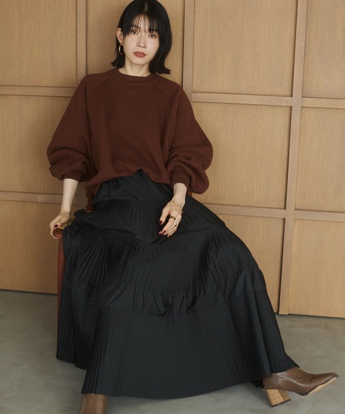 hunch（ハンチ）の「【WEB限定/別注】スウェットライク 無地ニット（ニット/セーター・レディース・ブラウン/アイボリー/ブラック・FREE）」の15枚目の写真