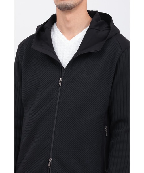 HIGH STREET(ハイストリート)の「ニットコンビフーディーBL(ブルゾン・メンズ・ホワイト/ブラック・SMALL/MEDIUM/LARGE/LL)」の9枚目の写真