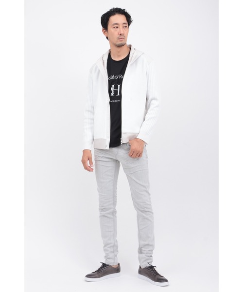 HIGH STREET(ハイストリート)の「ニットコンビフーディーBL(ブルゾン・メンズ・ホワイト/ブラック・SMALL/MEDIUM/LARGE/LL)」の3枚目の写真