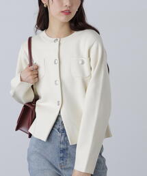 ◆〈MFM〉エンブレムボタンニットカーデ