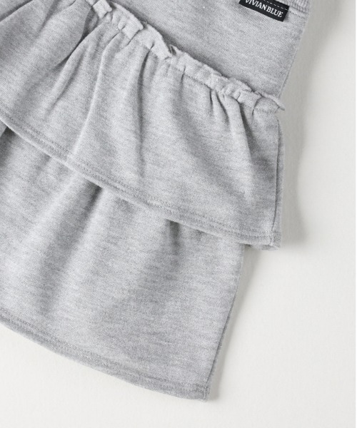 Right-on（ライトオン）の「【VIVIAN BLUE】裏毛ティアードミニスカート（ティアードデザイン/ラメ入り素材/インナーパンツ付き/華やかカジュアル）（スカート・キッズ・グレー/ブラック・130/140/150/160）」の6枚目の写真