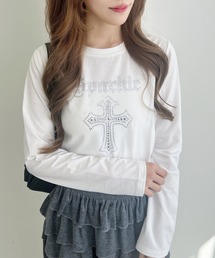 【ラインストーン輝く】新品　フローラルプリント社交ダンスカットソーr85 ラインストーン輝く】新品 フローラルプリント社交ダンス