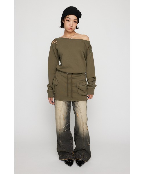 LAGUA GEM（ラグアジェム）の「CRASH POINT スウェットワンピース（ワンピース・レディース・杢グレー/ブラック/カーキ・SMALL/MEDIUM）」の7枚目の写真