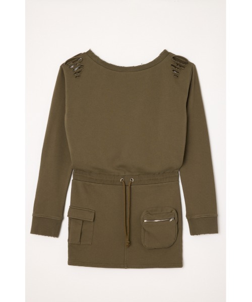 LAGUA GEM（ラグアジェム）の「CRASH POINT スウェットワンピース（ワンピース・レディース・杢グレー/ブラック/カーキ・SMALL/MEDIUM）」の8枚目の写真