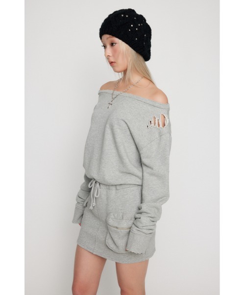 LAGUA GEM（ラグアジェム）の「CRASH POINT スウェットワンピース（ワンピース・レディース・杢グレー/ブラック/カーキ・SMALL/MEDIUM）」の11枚目の写真