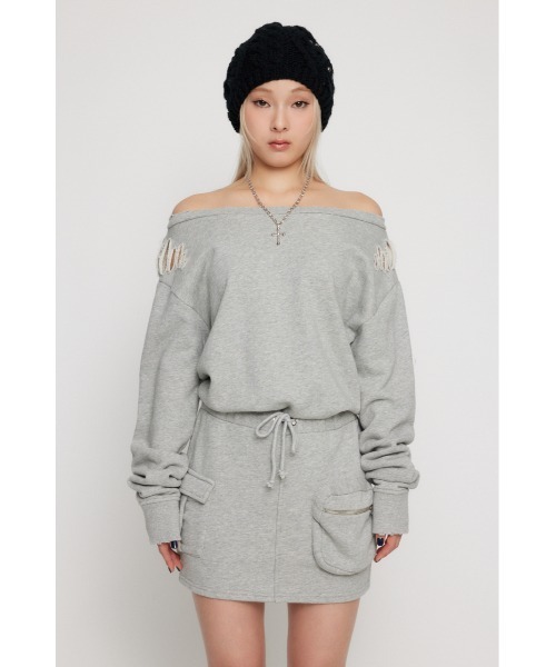 LAGUA GEM（ラグアジェム）の「CRASH POINT スウェットワンピース（ワンピース・レディース・杢グレー/ブラック/カーキ・SMALL/MEDIUM）」の10枚目の写真