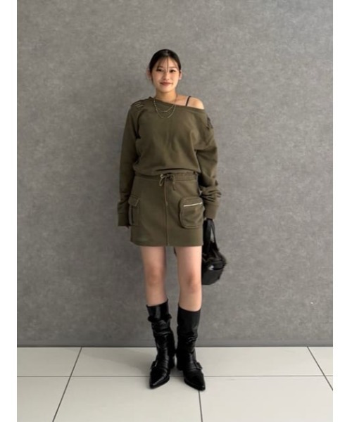 LAGUA GEM（ラグアジェム）の「CRASH POINT スウェットワンピース（ワンピース・レディース・杢グレー/ブラック/カーキ・SMALL/MEDIUM）」の18枚目の写真