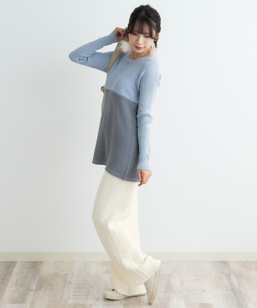 ETERNITY SELECT（エタニティ セレクト）の「裏起毛 サイドフリンジ ニットパンツ [レディース]（その他パンツ・レディース・ホワイト/モカ・FREE）」の10枚目の写真