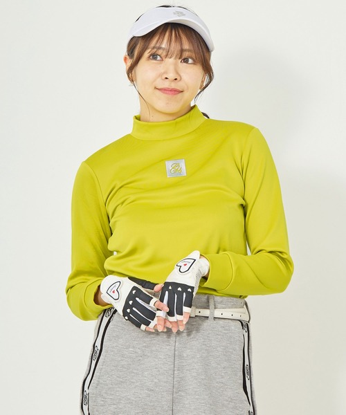 セール】ゴルフウェア モックネックシャツ ハイネック 長袖 シルバー