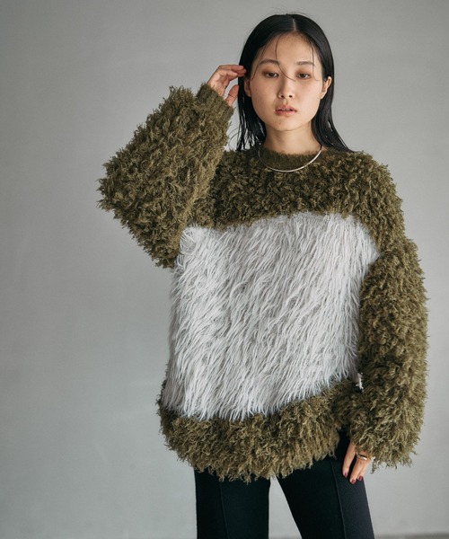 LEPSIM(レプシィム)の「3ゲージアシメコンビプルオーバー 600550(ニット/セーター・レディース・チャコールグレー/カーキ/キャメル・FREE)」の13枚目の写真