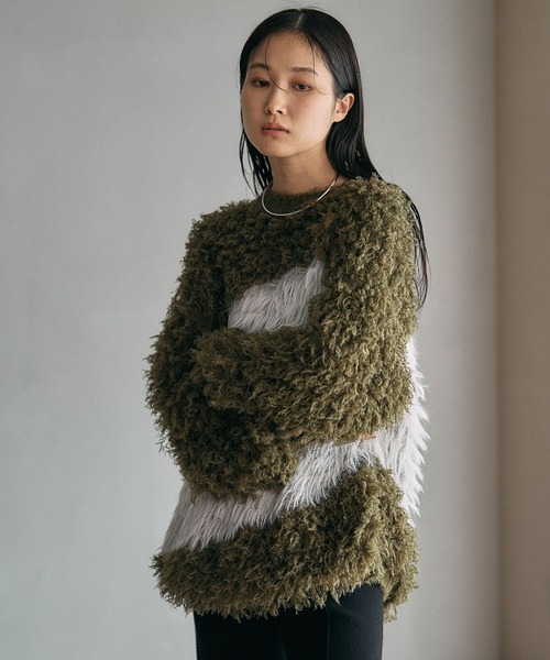 LEPSIM(レプシィム)の「3ゲージアシメコンビプルオーバー 600550(ニット/セーター・レディース・チャコールグレー/カーキ/キャメル・FREE)」の15枚目の写真