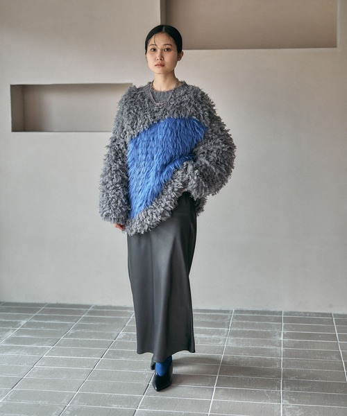 LEPSIM(レプシィム)の「3ゲージアシメコンビプルオーバー 600550(ニット/セーター・レディース・チャコールグレー/カーキ/キャメル・FREE)」の17枚目の写真