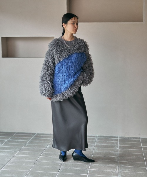 LEPSIM(レプシィム)の「3ゲージアシメコンビプルオーバー 600550(ニット/セーター・レディース・チャコールグレー/カーキ/キャメル・FREE)」の19枚目の写真