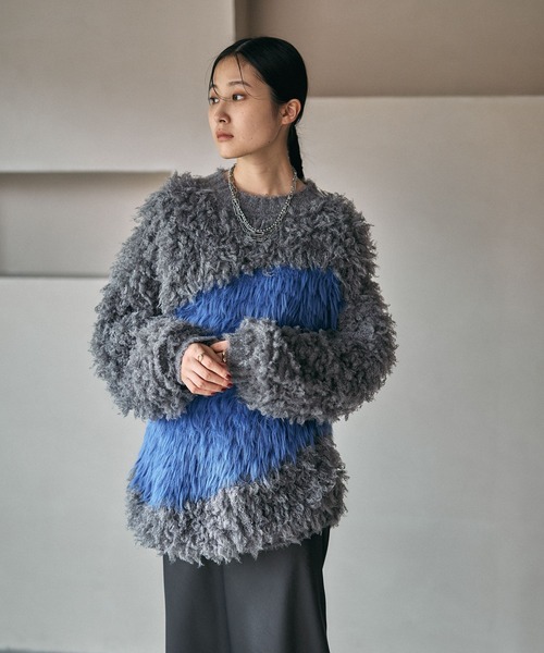 LEPSIM(レプシィム)の「3ゲージアシメコンビプルオーバー 600550(ニット/セーター・レディース・チャコールグレー/カーキ/キャメル・FREE)」の21枚目の写真