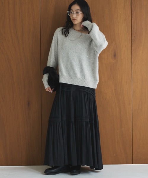 Doux archives（ドゥアルシーヴ）の「ピンタックティアードキャミワンピース（ワンピース・レディース・グレー/ブラウン/ブラック・FREE）」の6枚目の写真