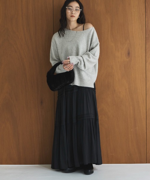 Doux archives（ドゥアルシーヴ）の「ピンタックティアードキャミワンピース（ワンピース・レディース・グレー/ブラウン/ブラック・FREE）」の7枚目の写真