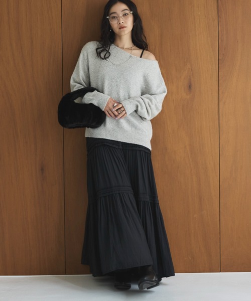 Doux archives（ドゥアルシーヴ）の「ピンタックティアードキャミワンピース（ワンピース・レディース・グレー/ブラウン/ブラック・FREE）」の8枚目の写真