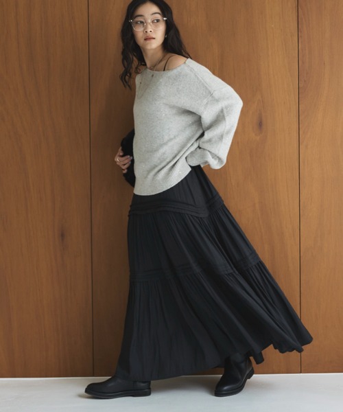 Doux archives（ドゥアルシーヴ）の「ピンタックティアードキャミワンピース（ワンピース・レディース・グレー/ブラウン/ブラック・FREE）」の10枚目の写真