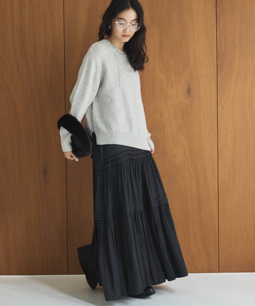 Doux archives（ドゥアルシーヴ）の「ピンタックティアードキャミワンピース（ワンピース・レディース・グレー/ブラウン/ブラック・FREE）」の12枚目の写真