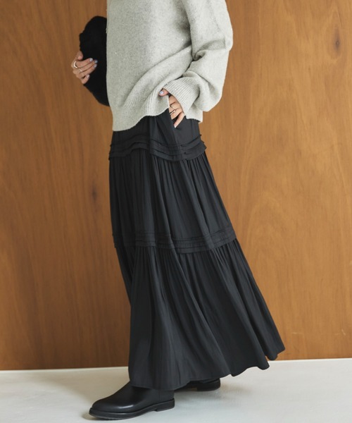 Doux archives（ドゥアルシーヴ）の「ピンタックティアードキャミワンピース（ワンピース・レディース・グレー/ブラウン/ブラック・FREE）」の14枚目の写真