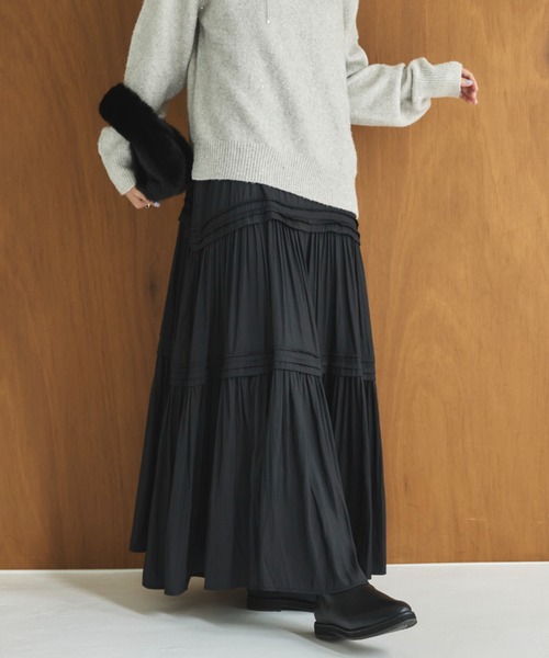 Doux archives（ドゥアルシーヴ）の「ピンタックティアードキャミワンピース（ワンピース・レディース・グレー/ブラウン/ブラック・FREE）」の16枚目の写真