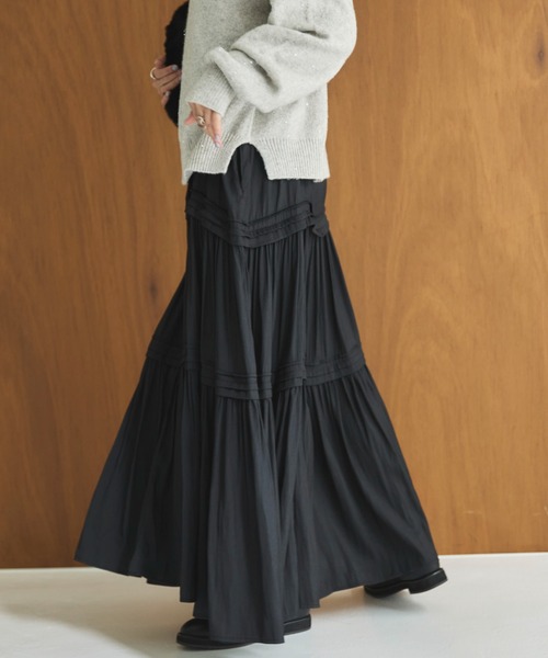 Doux archives（ドゥアルシーヴ）の「ピンタックティアードキャミワンピース（ワンピース・レディース・グレー/ブラウン/ブラック・FREE）」の17枚目の写真