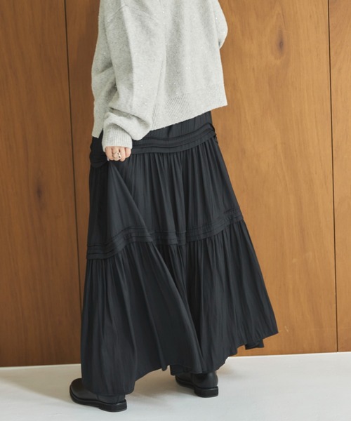 Doux archives（ドゥアルシーヴ）の「ピンタックティアードキャミワンピース（ワンピース・レディース・グレー/ブラウン/ブラック・FREE）」の18枚目の写真