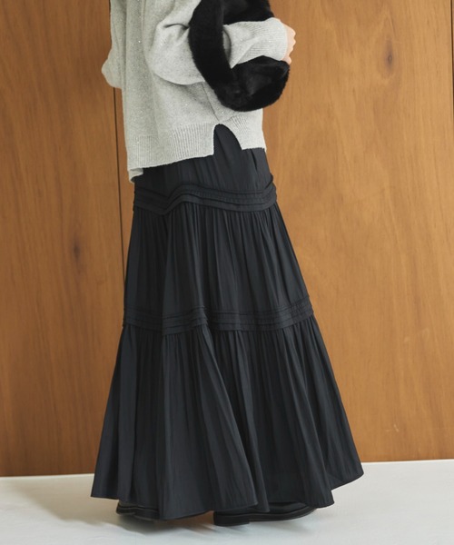 Doux archives（ドゥアルシーヴ）の「ピンタックティアードキャミワンピース（ワンピース・レディース・グレー/ブラウン/ブラック・FREE）」の19枚目の写真