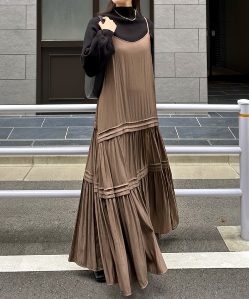 Doux archives（ドゥアルシーヴ）の「ピンタックティアードキャミワンピース（ワンピース・レディース・グレー/ブラウン/ブラック・FREE）」の21枚目の写真