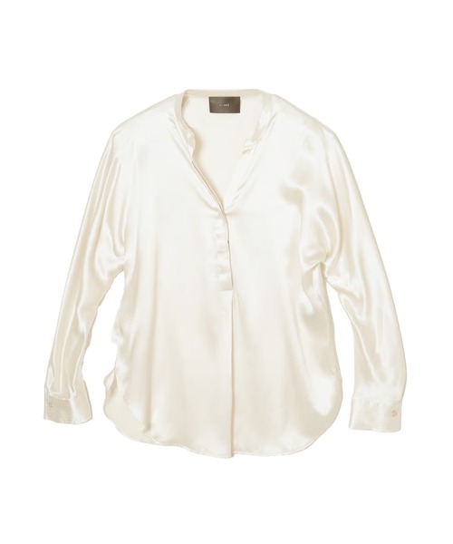 c/est(シーエ)の「c/est/シーエ SILK シルクサテン スキッパー ブラウス 秋物 秋服 2026年秋冬(シャツ/ブラウス・レディース・オフホワイト/チャコール・FREE)」の3枚目の写真