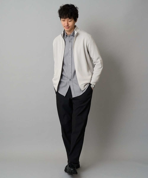 a.v.v（アーヴェヴェ）の「【イージーケア/毛玉になりにくい】アゼダブルフェイススタンドカラーカーディガン【ストレッチ/洗濯機で洗える】（カーディガン/ボレロ・メンズ・ライトグレー/ブラック・46/48/50）」の13枚目の写真