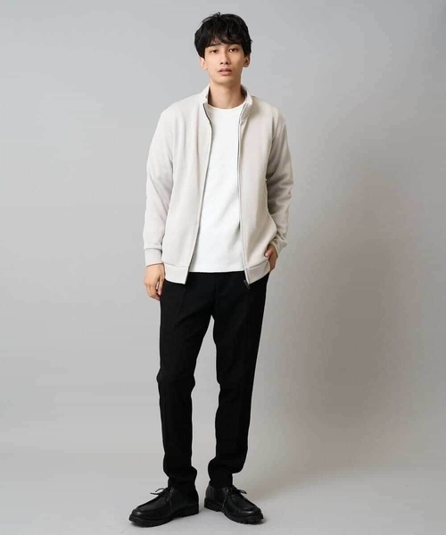 a.v.v（アーヴェヴェ）の「【イージーケア/毛玉になりにくい】アゼダブルフェイススタンドカラーカーディガン【ストレッチ/洗濯機で洗える】（カーディガン/ボレロ・メンズ・ライトグレー/ブラック・46/48/50）」の17枚目の写真