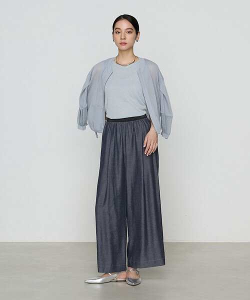 Gabardine K.T（ギャバジンケーティー）の「ラメテレコ タンクトップ（タンクトップ・レディース・ライトグレー/ライトベージュ/サックスブルー・9号/11号）」の15枚目の写真