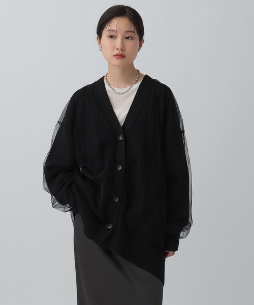 LEPSIM(レプシィム)の「チュールドッキングカーディガンチュニック 599676(カーディガン/ボレロ・レディース・アイボリー/ブラック/ブラウン・FREE)」の2枚目の写真