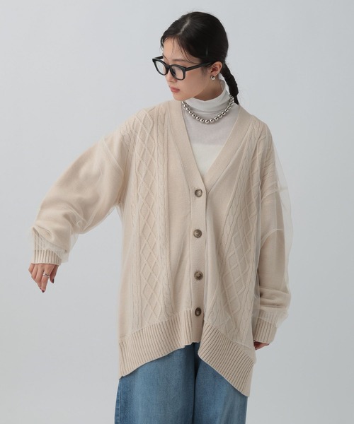 LEPSIM(レプシィム)の「チュールドッキングカーディガンチュニック 599676(カーディガン/ボレロ・レディース・アイボリー/ブラック/ブラウン・FREE)」の6枚目の写真