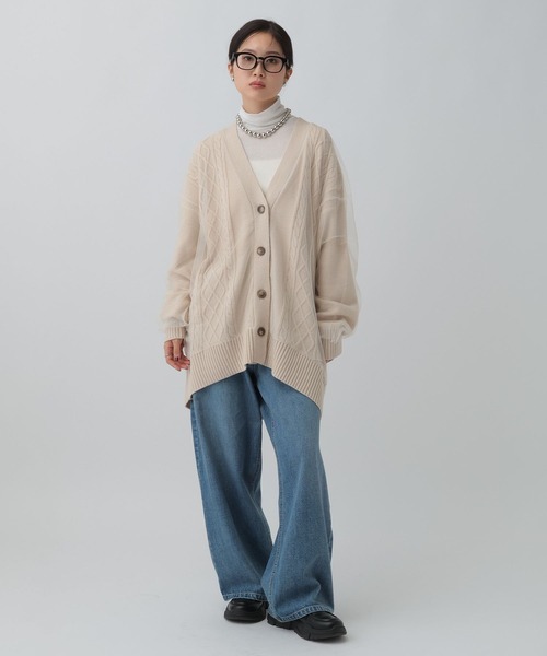 LEPSIM(レプシィム)の「チュールドッキングカーディガンチュニック 599676(カーディガン/ボレロ・レディース・アイボリー/ブラック/ブラウン・FREE)」の7枚目の写真