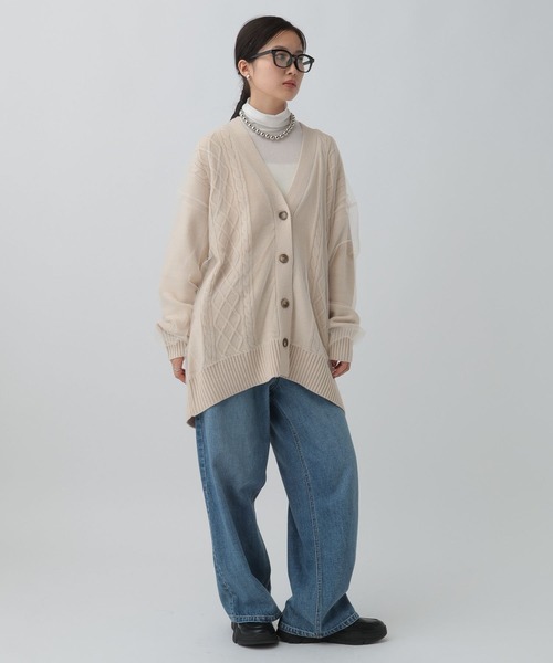 LEPSIM(レプシィム)の「チュールドッキングカーディガンチュニック 599676(カーディガン/ボレロ・レディース・アイボリー/ブラック/ブラウン・FREE)」の9枚目の写真