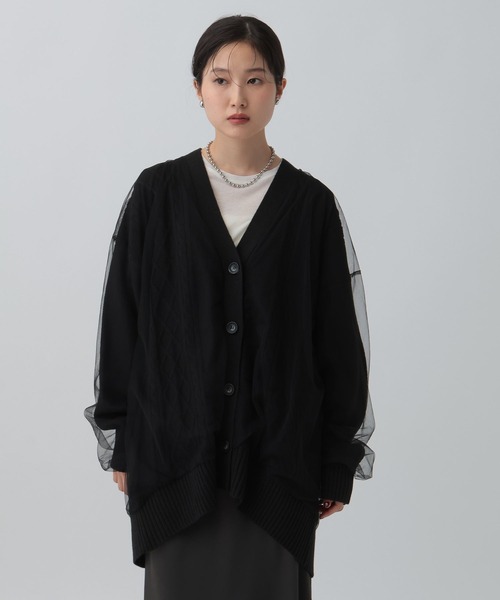 LEPSIM(レプシィム)の「チュールドッキングカーディガンチュニック 599676(カーディガン/ボレロ・レディース・アイボリー/ブラック/ブラウン・FREE)」の10枚目の写真