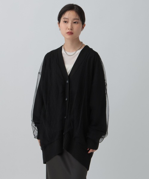 LEPSIM(レプシィム)の「チュールドッキングカーディガンチュニック 599676(カーディガン/ボレロ・レディース・アイボリー/ブラック/ブラウン・FREE)」の11枚目の写真