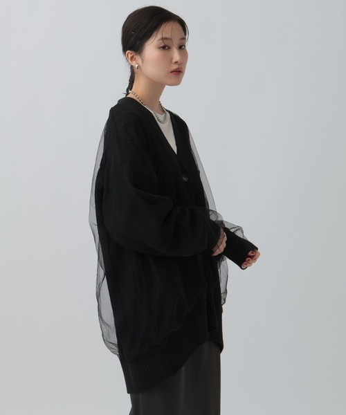 LEPSIM(レプシィム)の「チュールドッキングカーディガンチュニック 599676(カーディガン/ボレロ・レディース・アイボリー/ブラック/ブラウン・FREE)」の12枚目の写真