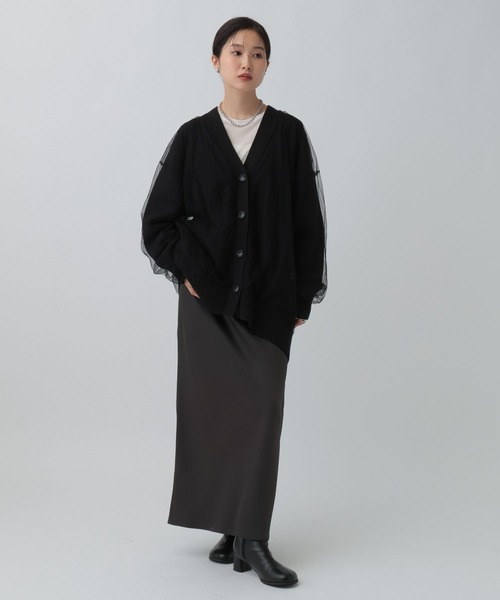 LEPSIM(レプシィム)の「チュールドッキングカーディガンチュニック 599676(カーディガン/ボレロ・レディース・アイボリー/ブラック/ブラウン・FREE)」の13枚目の写真