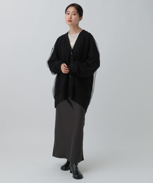 LEPSIM(レプシィム)の「チュールドッキングカーディガンチュニック 599676(カーディガン/ボレロ・レディース・アイボリー/ブラック/ブラウン・FREE)」の14枚目の写真